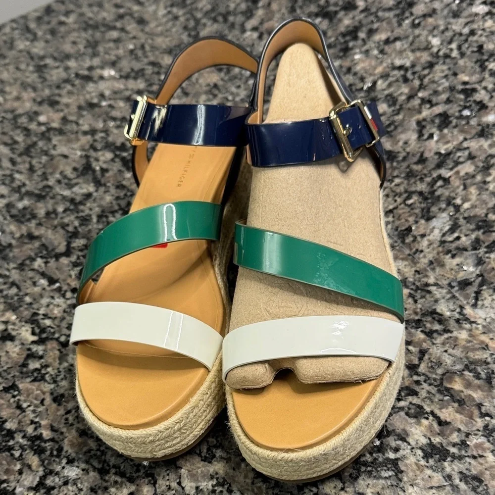 Tommy Hilfiger Navy, Green, and White Espadrilles